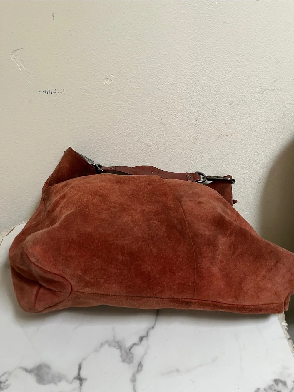 Kenneth Cole Vintage Rust Suede Hobo Shoulder Bag
